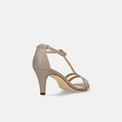 15% OFF: 2024SS: T-strap simple sandals (724) beige