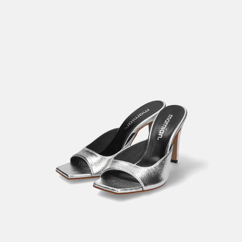 15% OFF: 2024SS: Square Toe Simple Mule (m96104) Silver