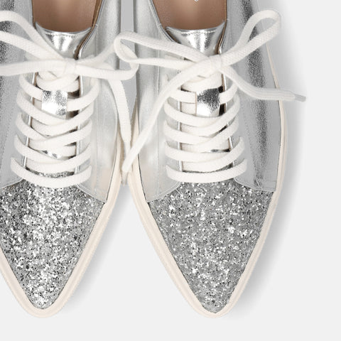 予約：グリッターコンビ スニーカー（m1004）シルバー/C