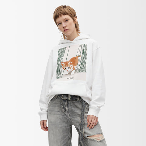 予約：urday【cat】アートワークスウェットプルパーカ（u-a-spk-0001-02）ホワイト