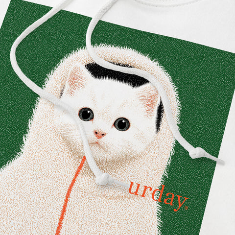 予約：urday【cat】アートワークスウェットプルパーカ（u-a-spk-0001-04）ホワイト