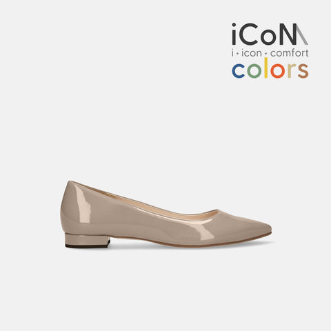予約：2026SS：iCoN COLORS：ポインテッドトゥ フラットシューズ（C20143）グレージュE フラット／バレエ