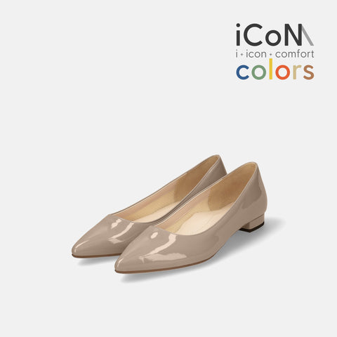 予約：2026SS：iCoN COLORS：ポインテッドトゥ フラットシューズ（C20143）グレージュE フラット／バレエ
